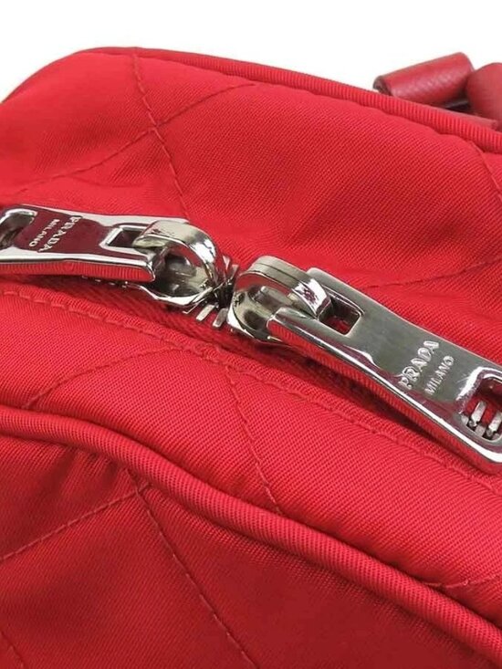 PRADA Quilting Backpack Red Nylon/Leather/Silvertone main image 8